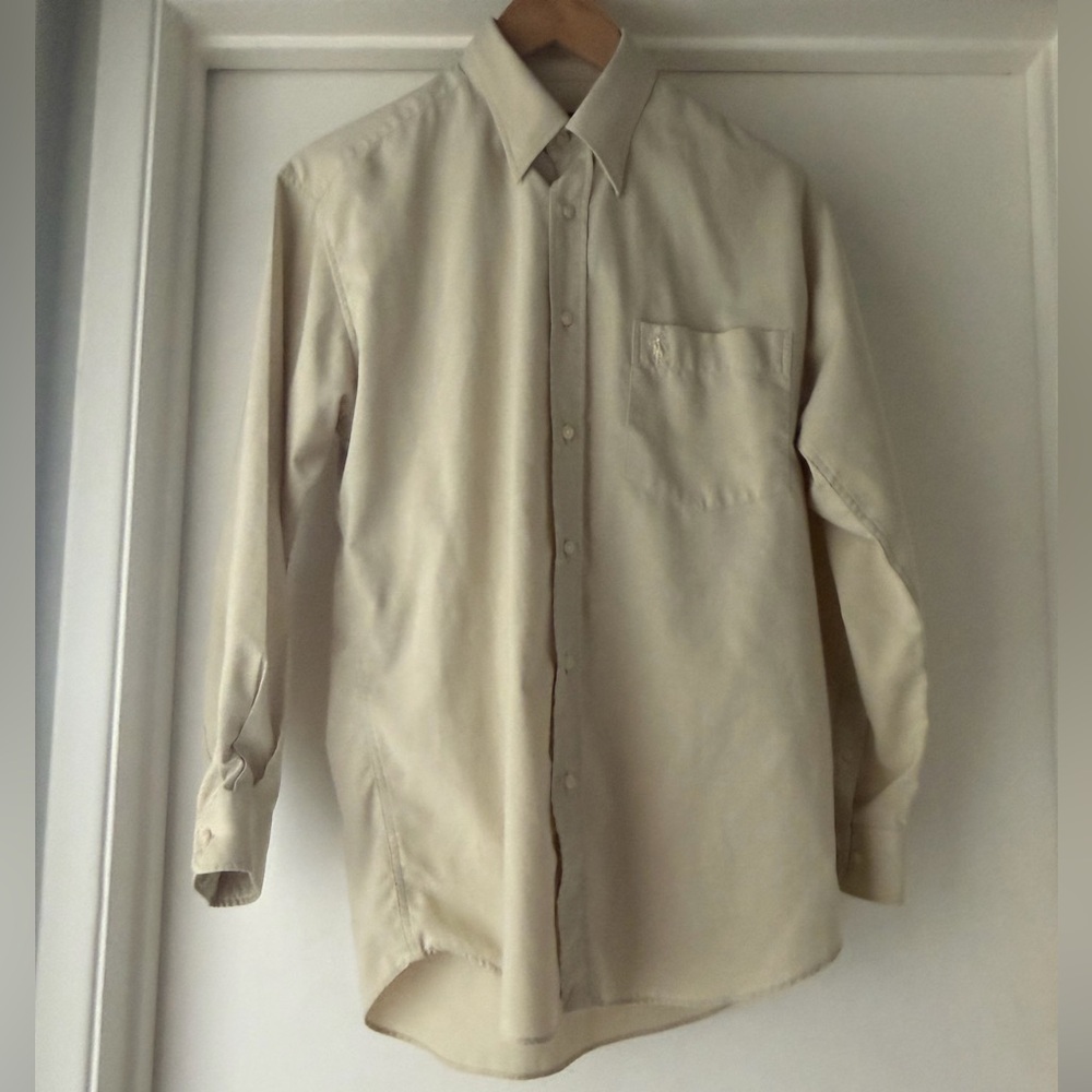 Ralph Lauren Men's Casual Beige Oxford Shirt Long Sleeve VTG